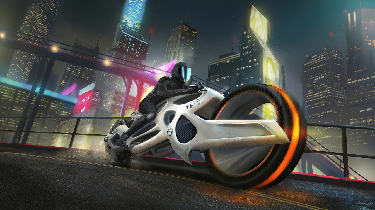 White and Black Sports Bike on Road During Nighttime. Wallpaper in 1280x720 Resolution