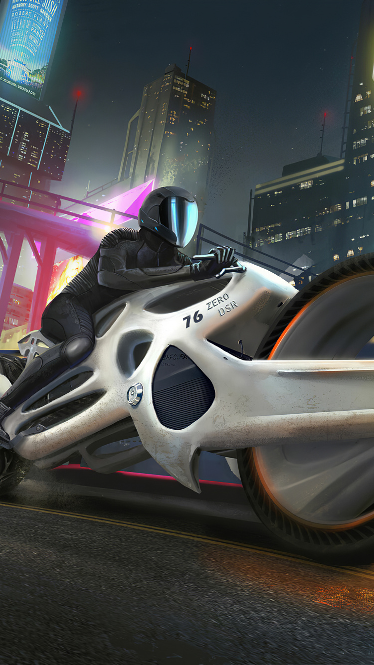 Bicicleta Deportiva Blanca y Negra en la Carretera Durante la Noche.. Wallpaper in 750x1334 Resolution