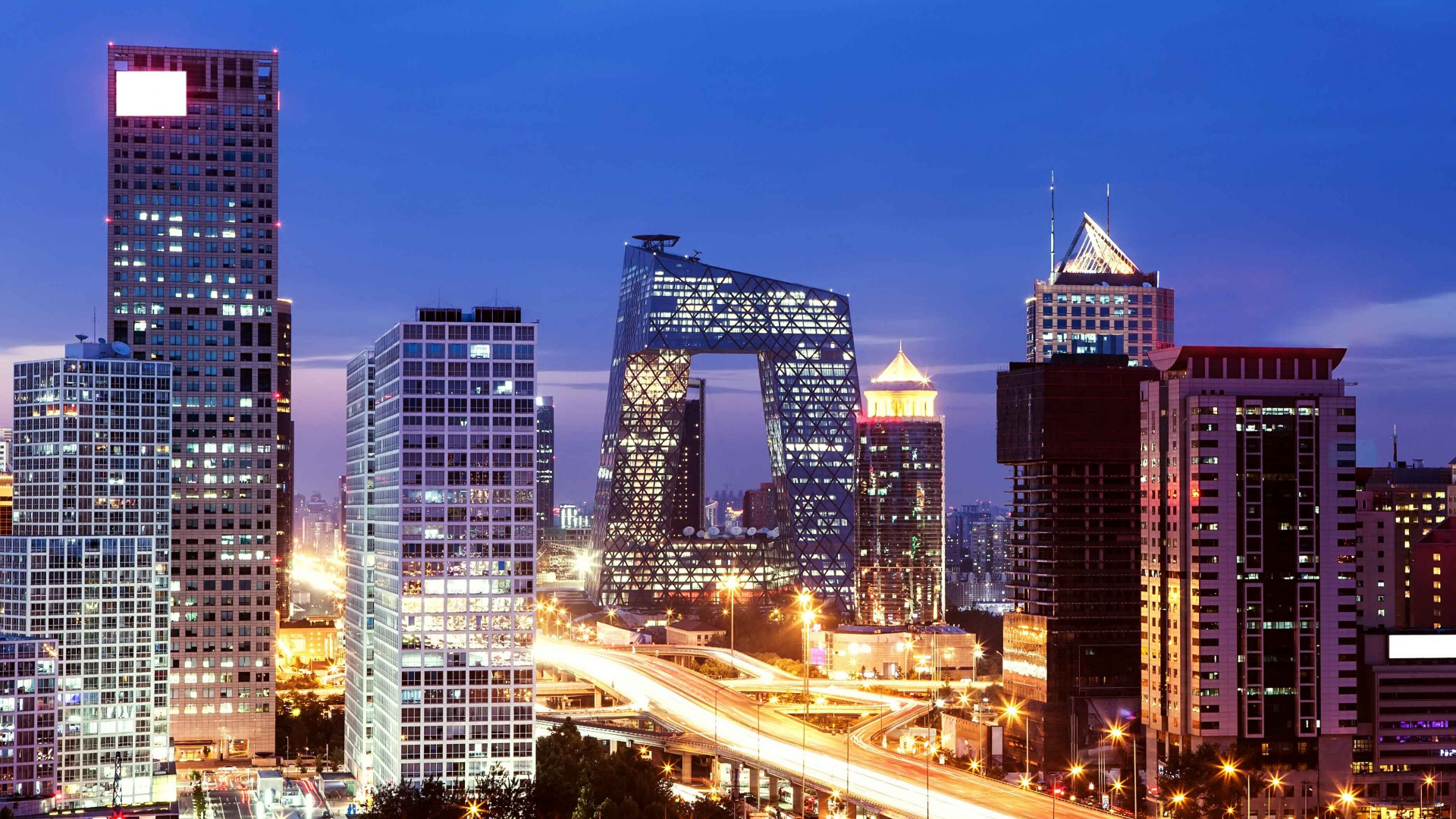 City Buildings During Night Time. Wallpaper in 1920x1080 Resolution