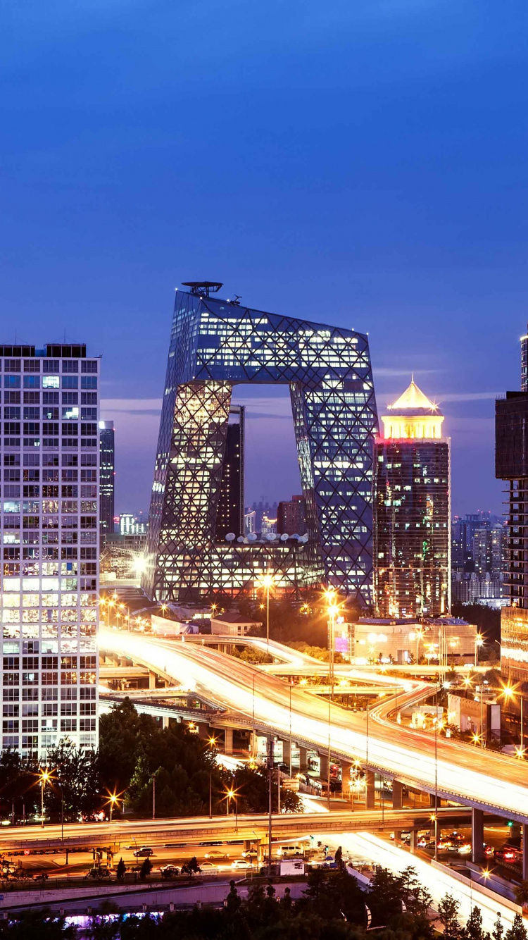 City Buildings During Night Time. Wallpaper in 750x1334 Resolution