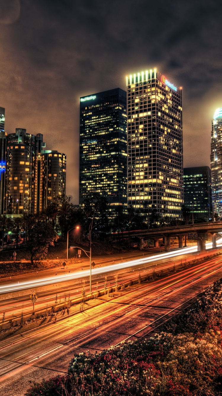 Time Lapse Photography of City During Night Time. Wallpaper in 750x1334 Resolution