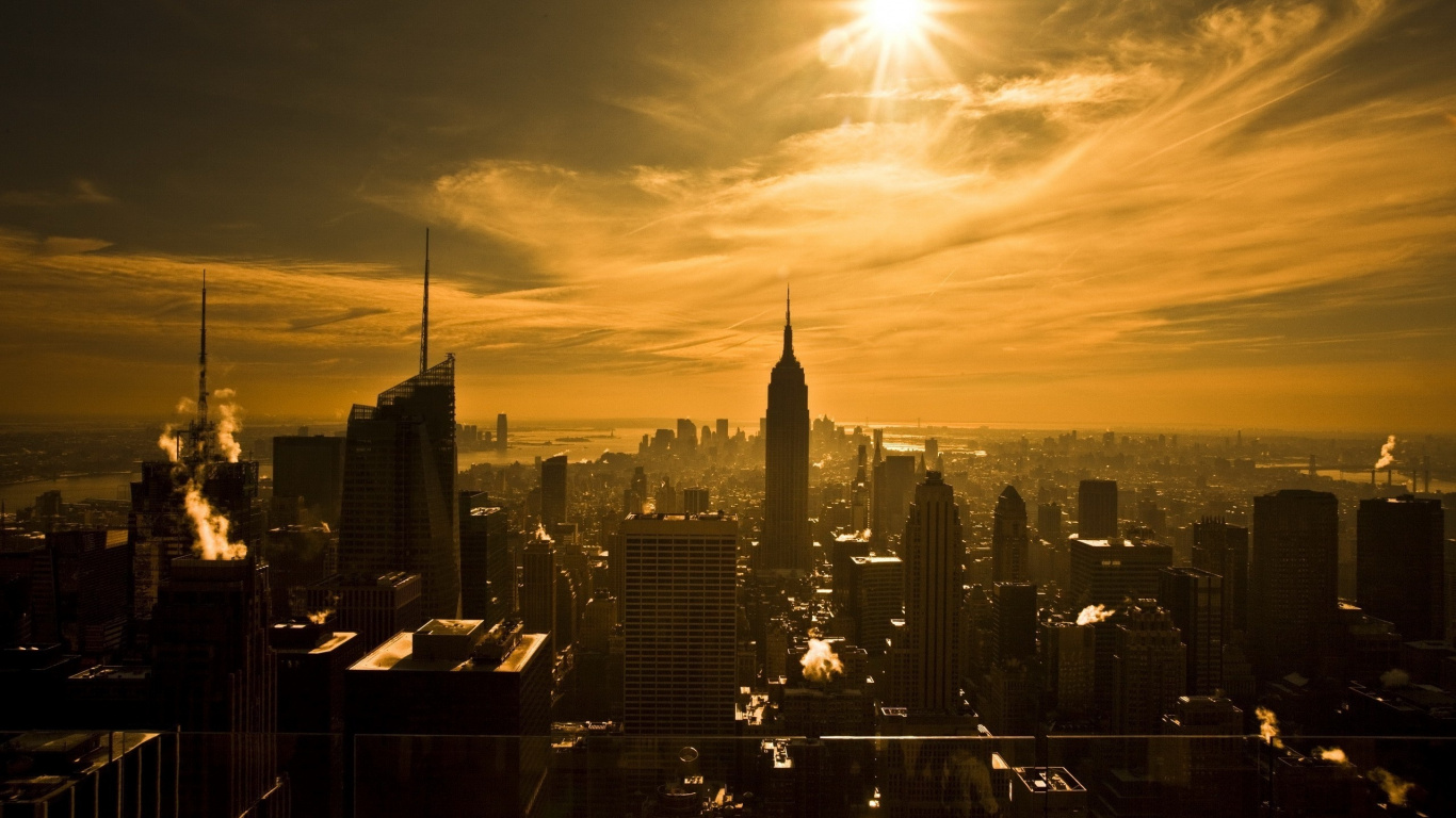 City Skyline During Night Time. Wallpaper in 1366x768 Resolution
