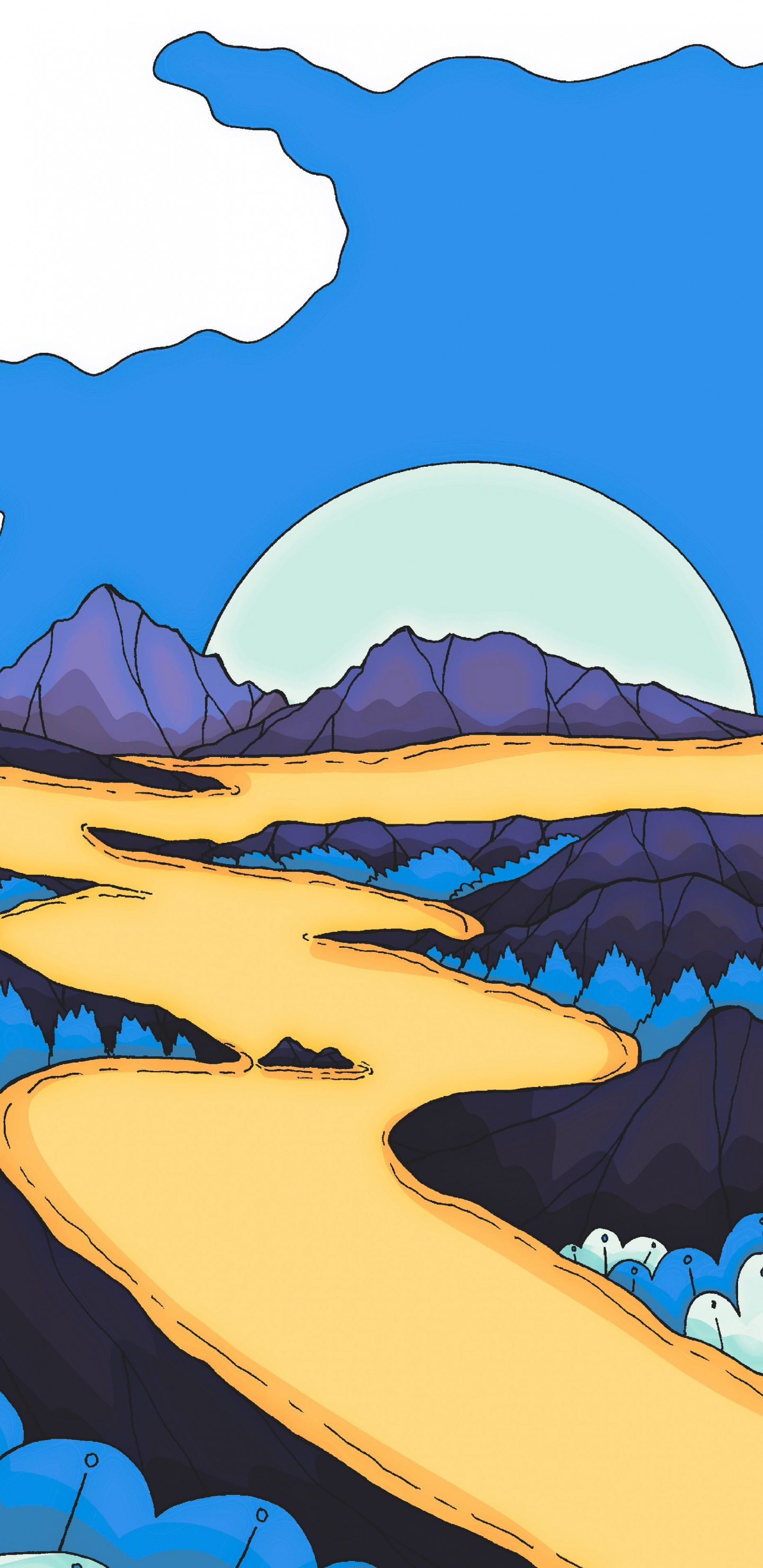 Cartoon, Water Resources, Ecoregion, Azure, Nature. Wallpaper in 1440x2960 Resolution