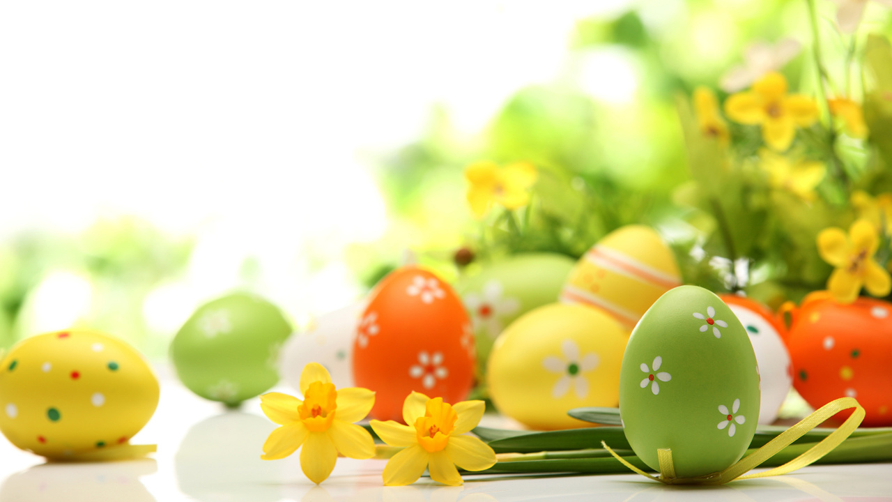 Huevo de Pascua, Amarillo, Pascua, Alimento, Vegetal. Wallpaper in 1280x720 Resolution