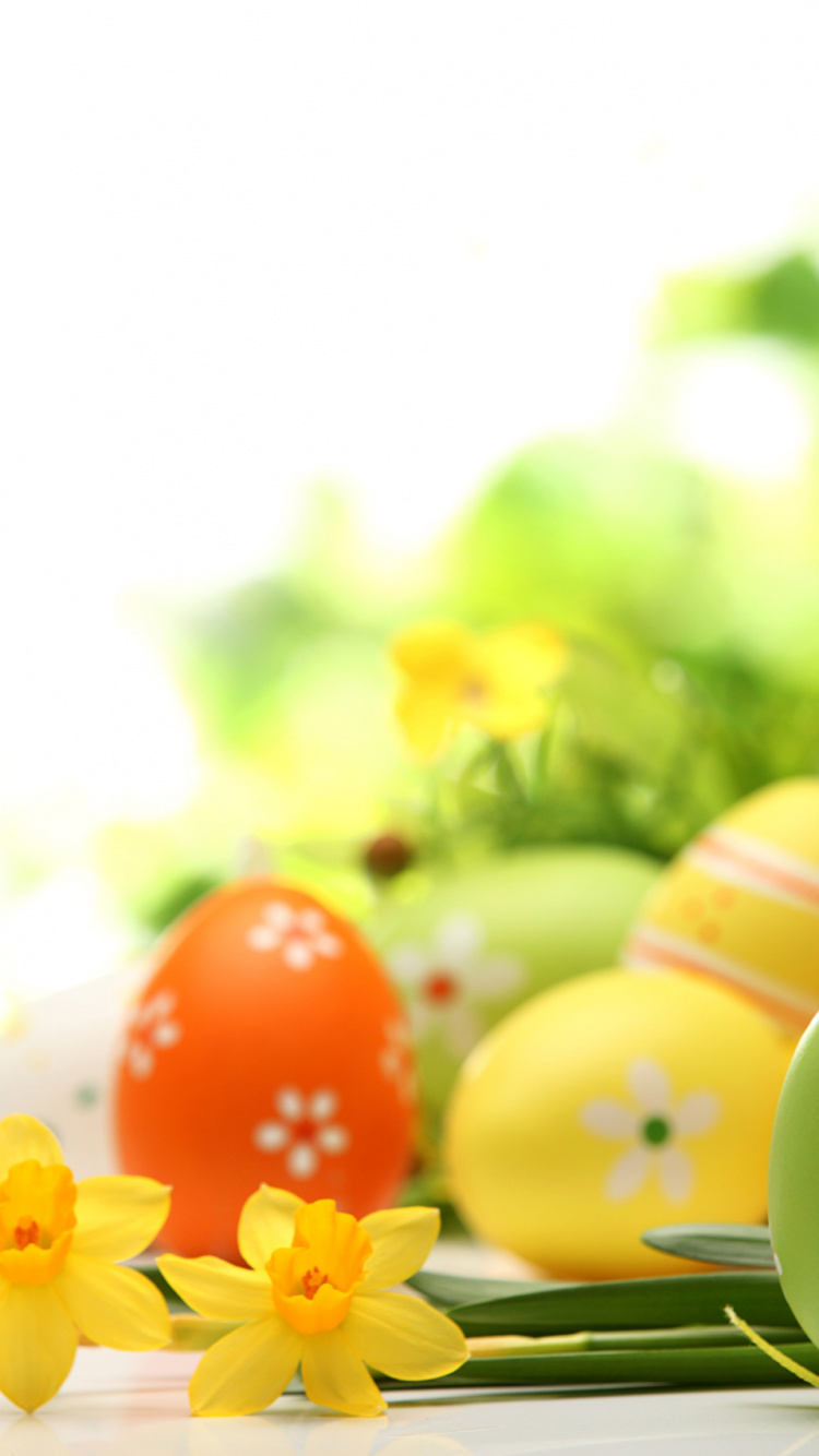 Osterei, Gelb, Ostern, Gras, Lebensmittel. Wallpaper in 750x1334 Resolution