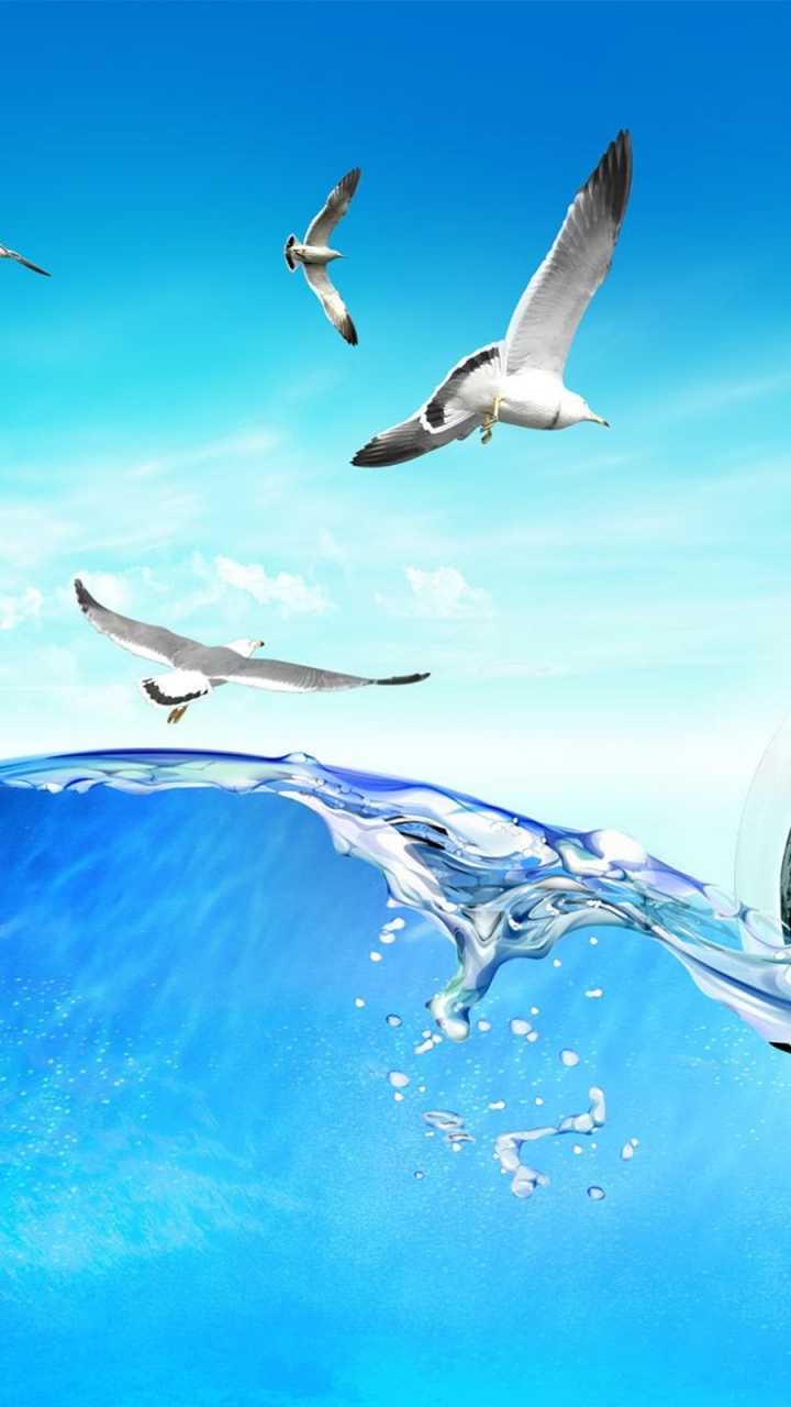 Peinture Abstraite Bleue et Blanche. Wallpaper in 720x1280 Resolution