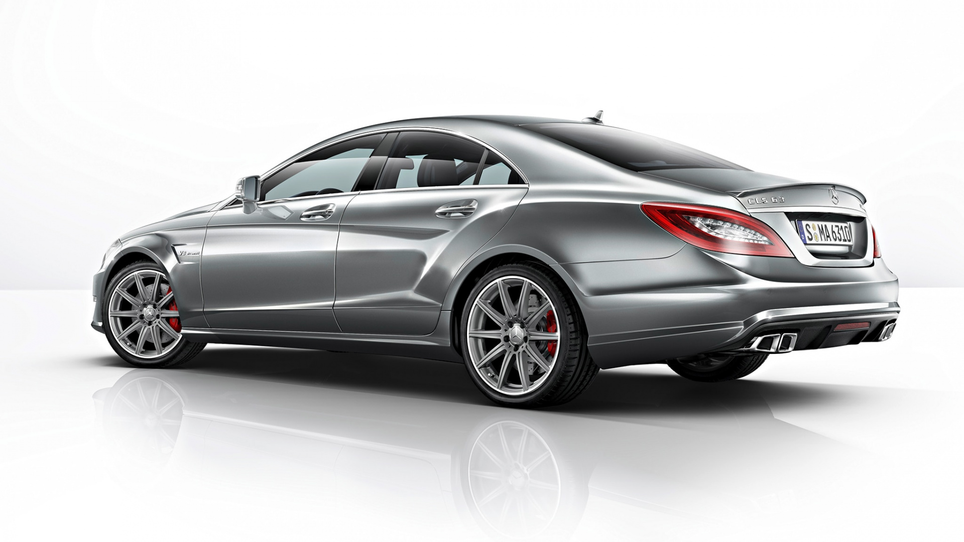 Silver Mercedes Benz Coupe on White Background. Wallpaper in 1920x1080 Resolution