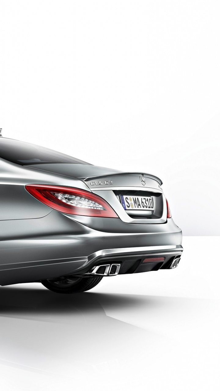 Mercedes Benz Coupé D'argent Sur Fond Blanc. Wallpaper in 720x1280 Resolution