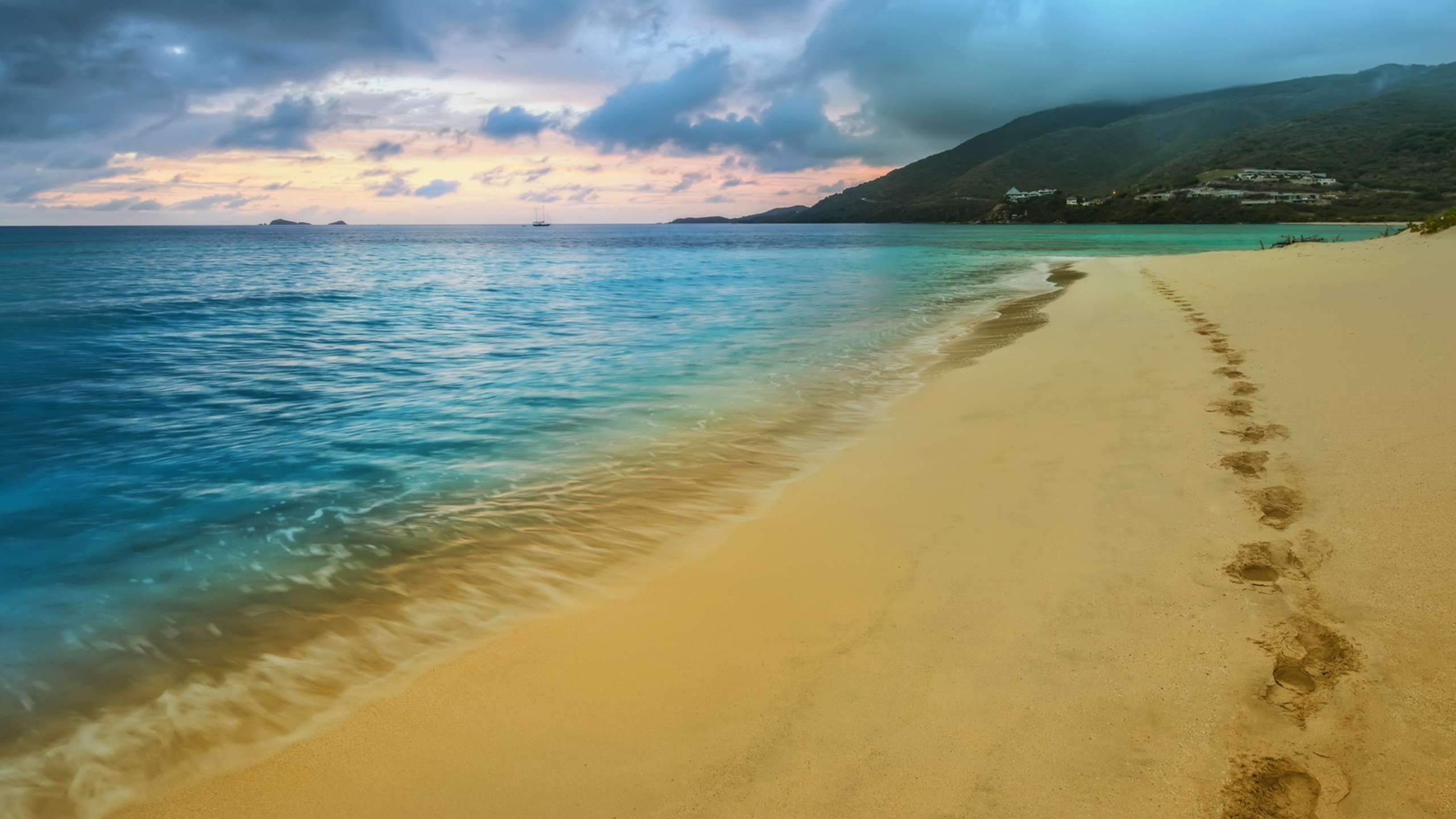 Vagues de la Mer se Brisant Sur le Rivage Pendant la Journée. Wallpaper in 2560x1440 Resolution