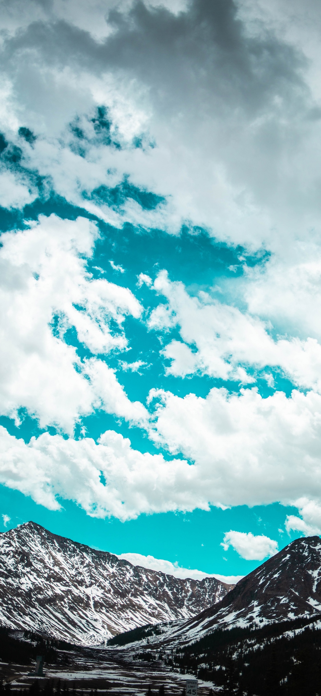 山脉, 性质, 多山的地貌, 绿色的, 浅蓝色的 壁纸 1125x2436 允许