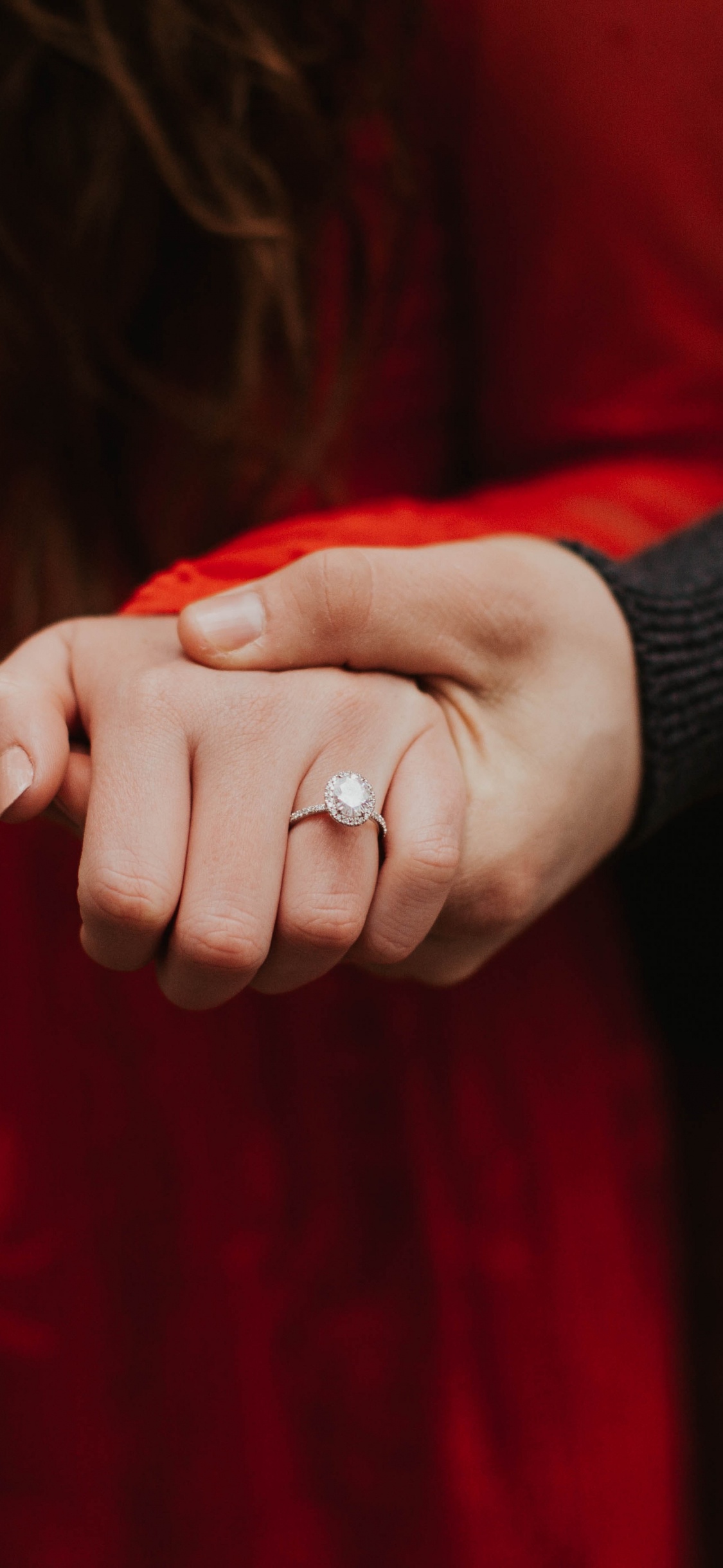 Romance, Red, Hand, Arm, Outerwear. Wallpaper in 1125x2436 Resolution