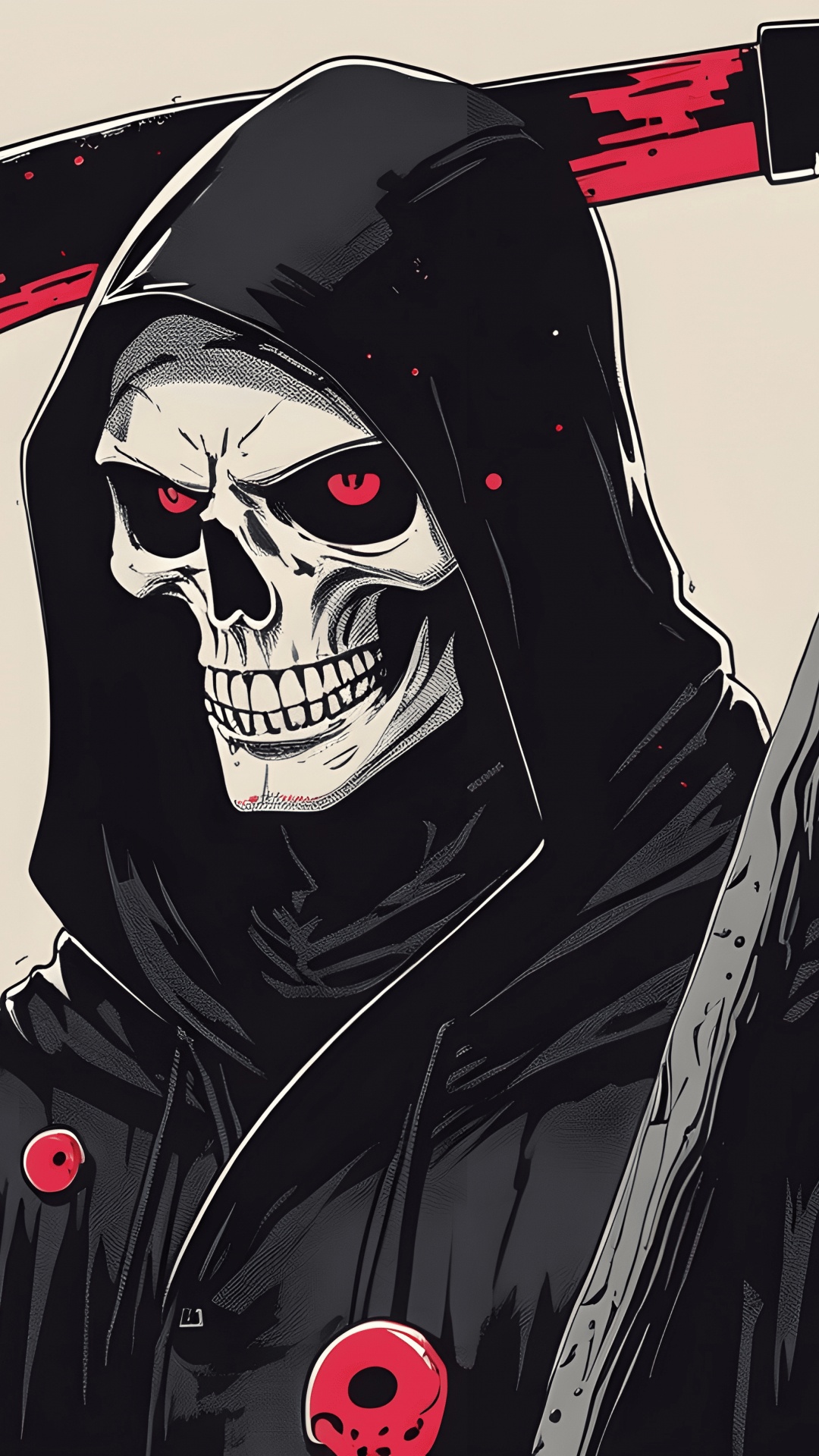 Cráneo, Muerte, Trenza, Guadaña, Calavera. Wallpaper in 1080x1920 Resolution