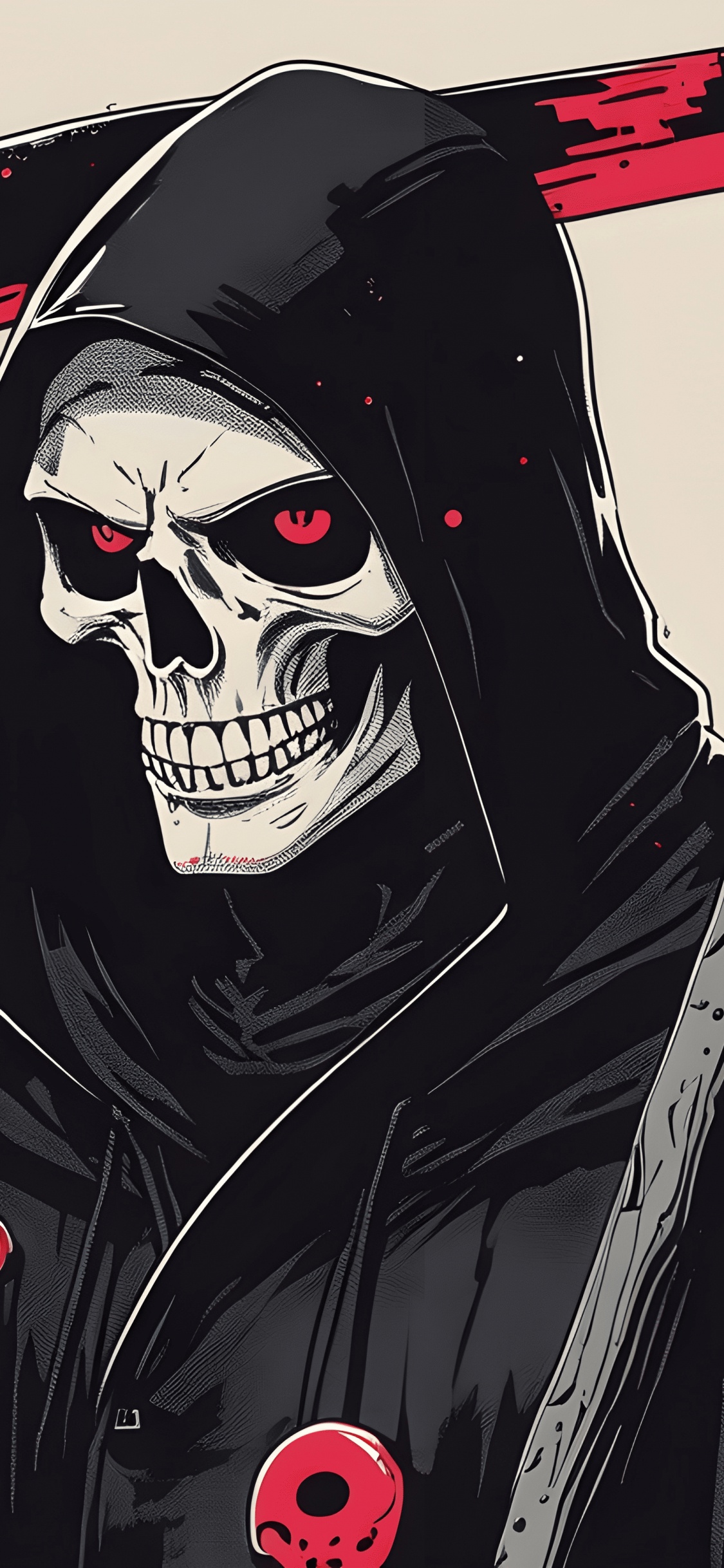 Cráneo, Muerte, Trenza, Guadaña, Calavera. Wallpaper in 1125x2436 Resolution