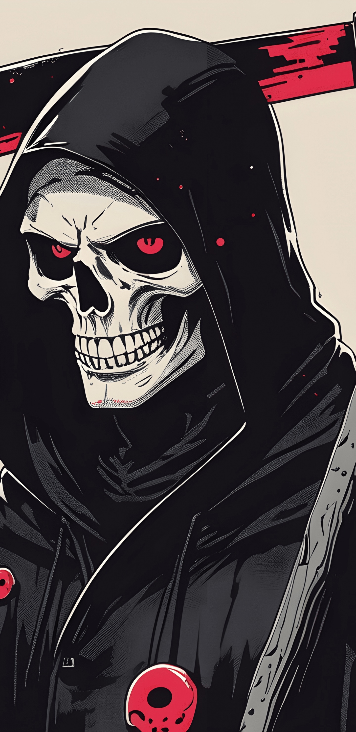 Cráneo, Muerte, Trenza, Guadaña, Calavera. Wallpaper in 1440x2960 Resolution