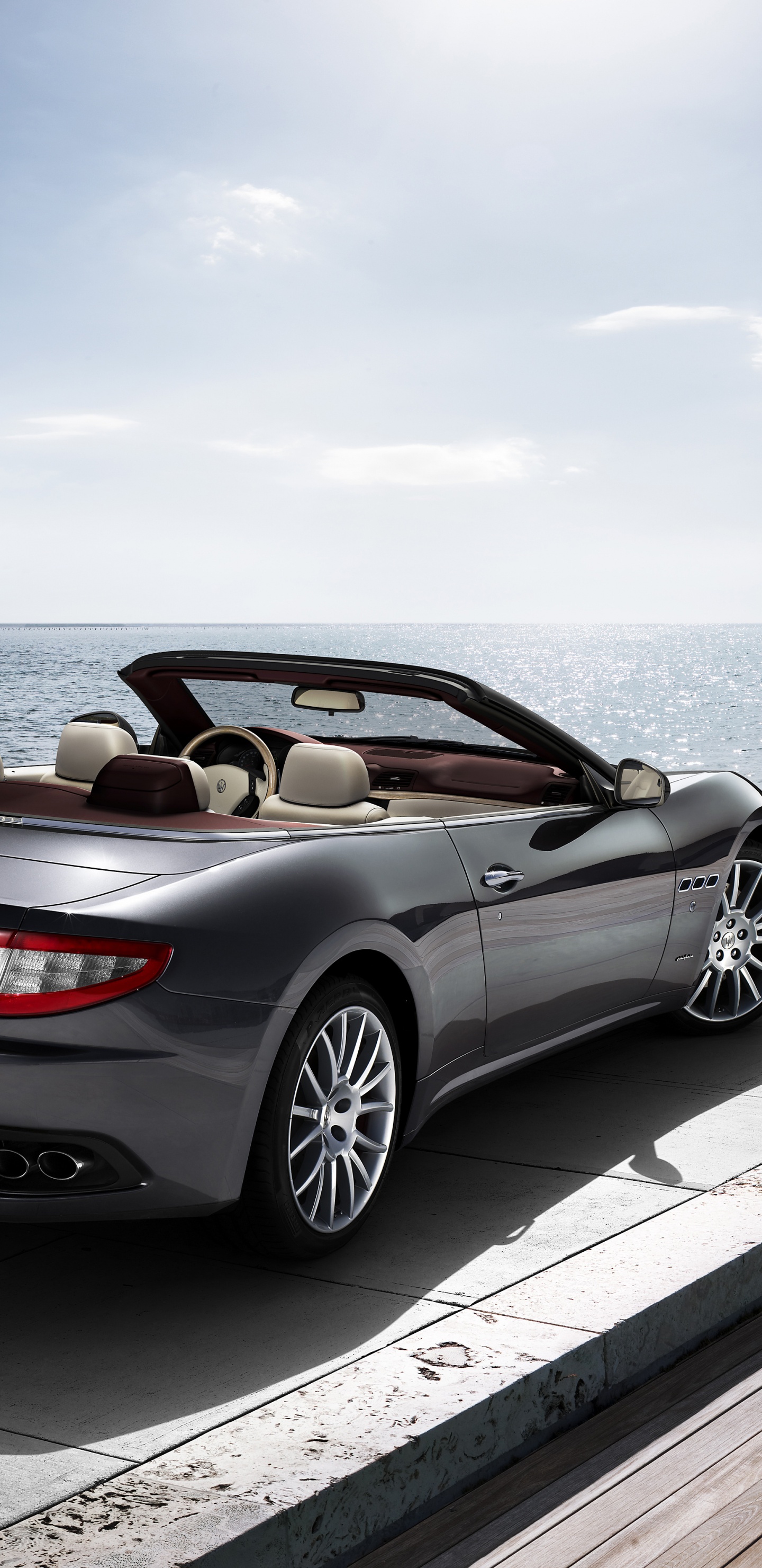 Silver Mercedes Benz Convertible Coupe Parked on Dock During Daytime. Wallpaper in 1440x2960 Resolution