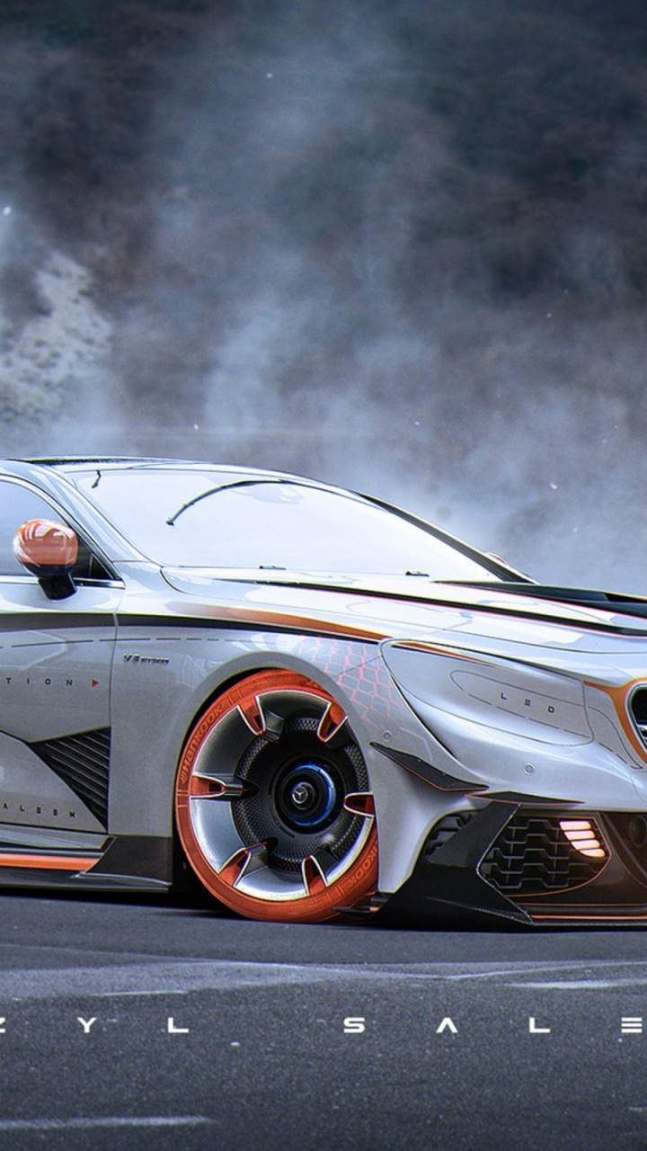 Silver Mercedes Benz Coupe on Road. Wallpaper in 720x1280 Resolution