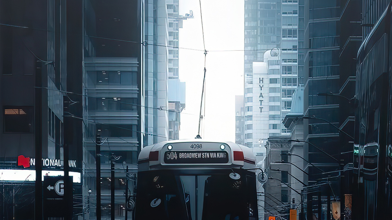 Building, Skyscraper, Cars, Automotive Lighting, Bus. Wallpaper in 1366x768 Resolution