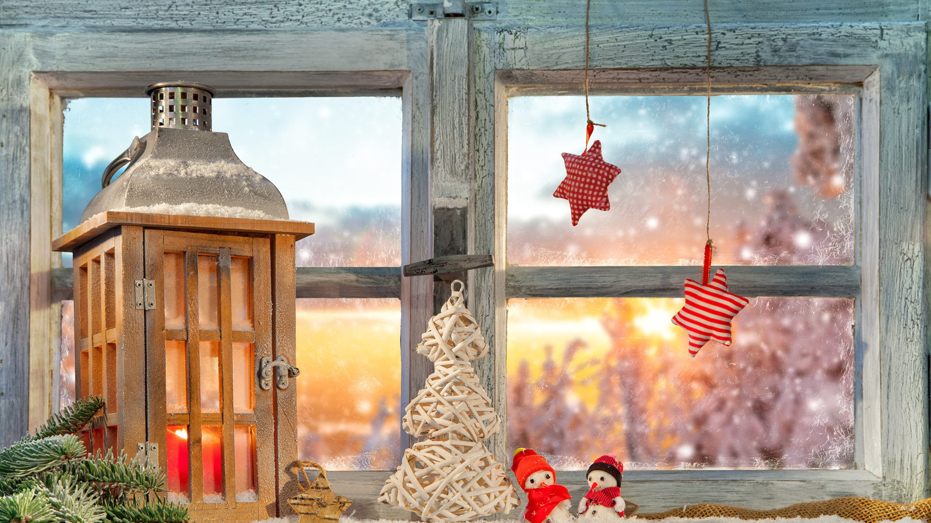 Le Jour De Noël, Fenêtre, Éclairage, Hiver, Décoration de Noël. Wallpaper in 1920x1080 Resolution