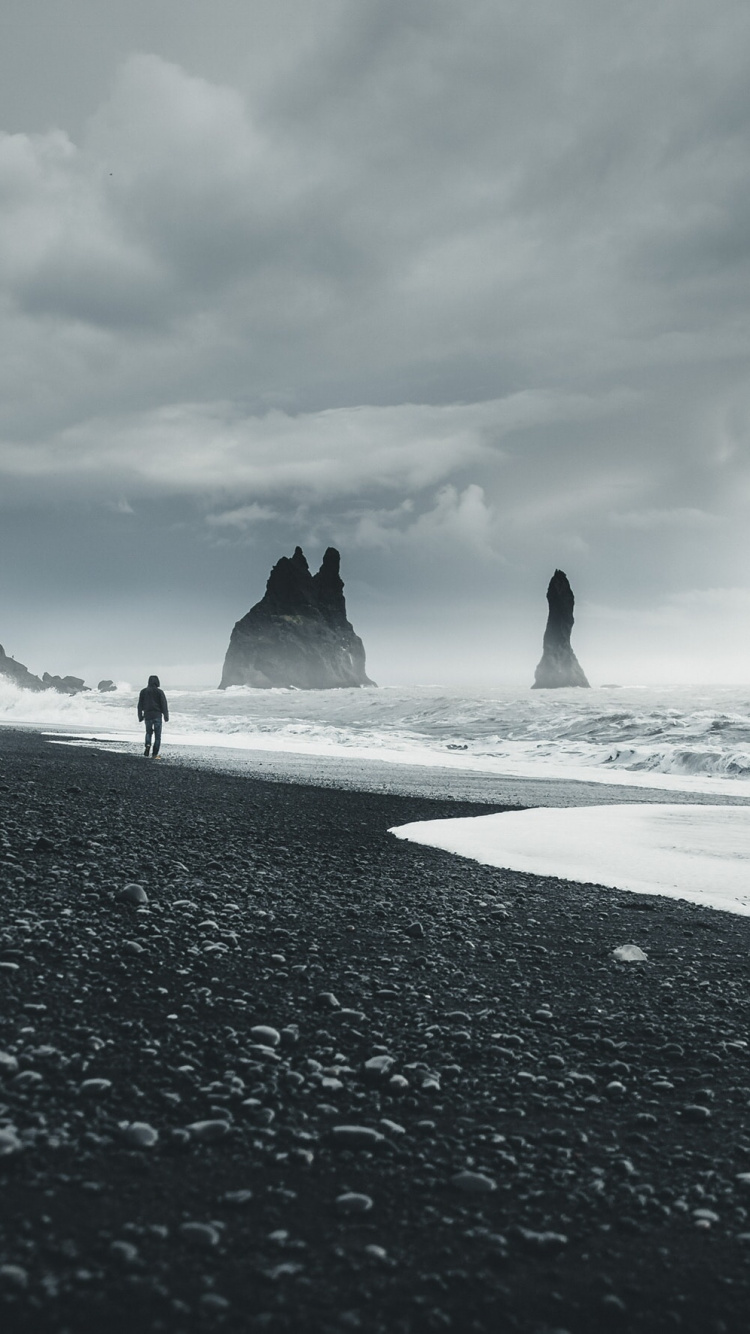 Vik, Reynisfjara, Water, Ocean, Beach. Wallpaper in 750x1334 Resolution