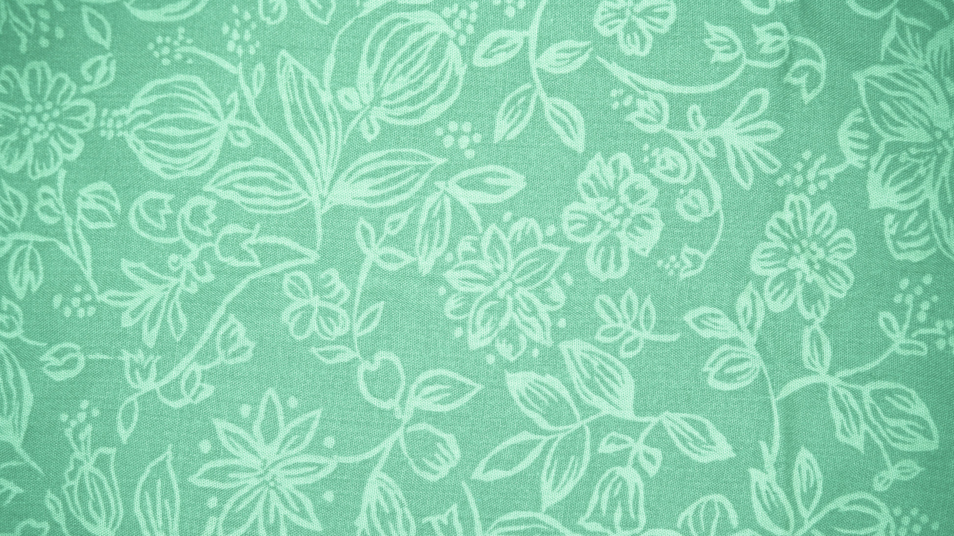 Grün-weißes Florales Textil. Wallpaper in 3840x2160 Resolution