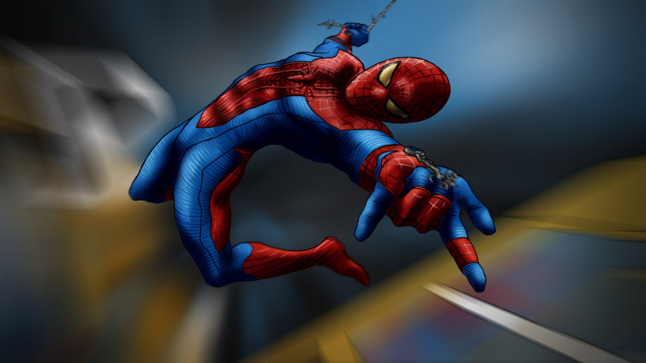 Rote Und Blaue Spider Man Actionfigur. Wallpaper in 1280x720 Resolution