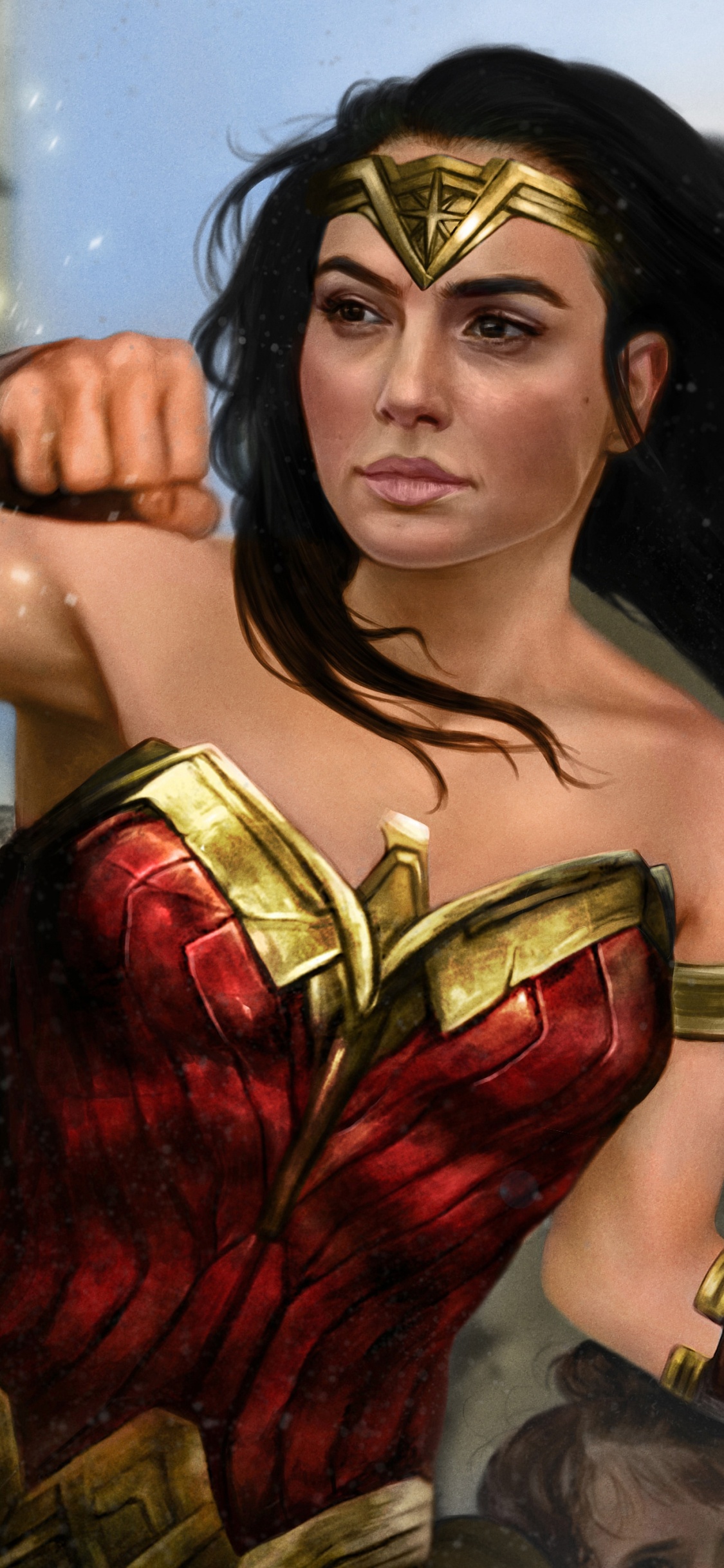 Peinture Femme en Robe Rouge. Wallpaper in 1125x2436 Resolution