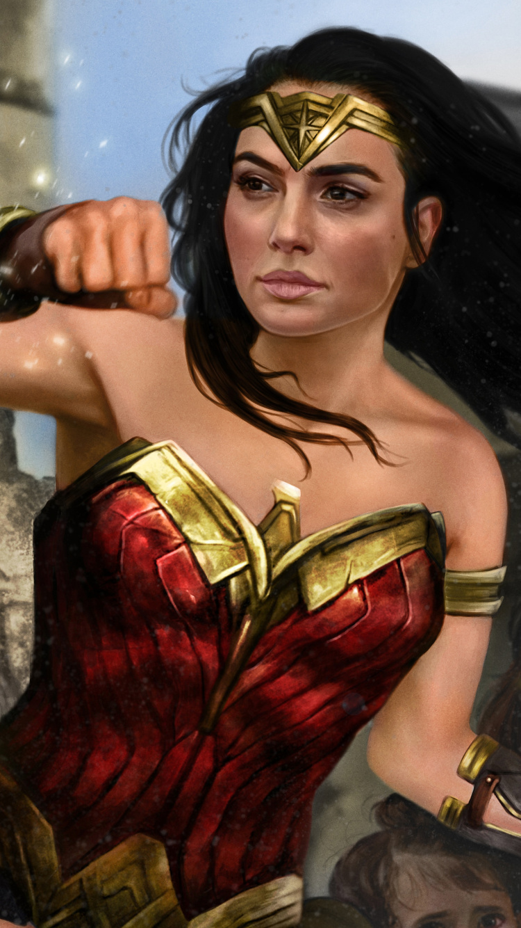 Mujer en Vestido Rojo Pintura. Wallpaper in 750x1334 Resolution