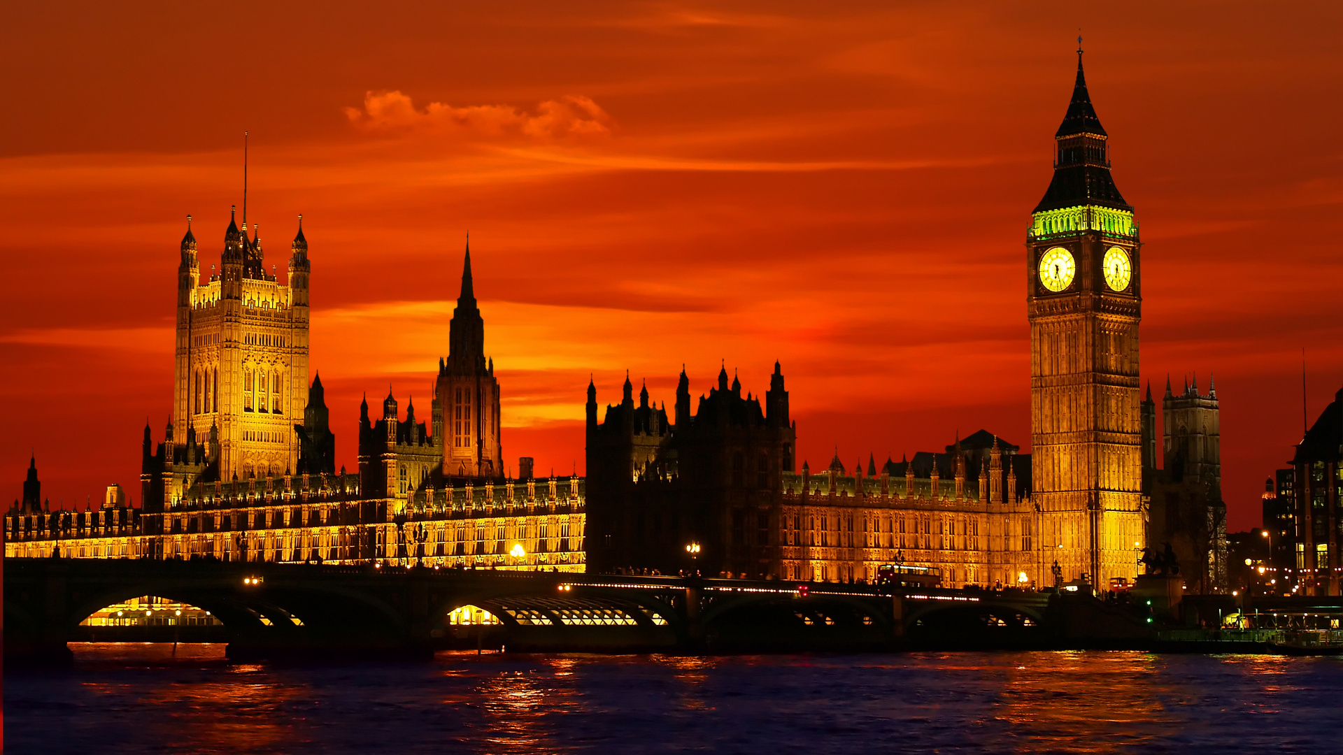 Big Ben London During Sunset. Wallpaper in 1920x1080 Resolution