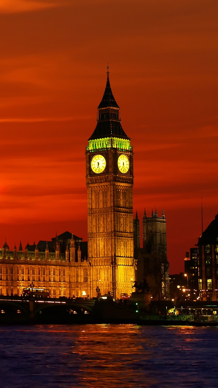 Big Ben Londres Pendant le Coucher du Soleil. Wallpaper in 720x1280 Resolution