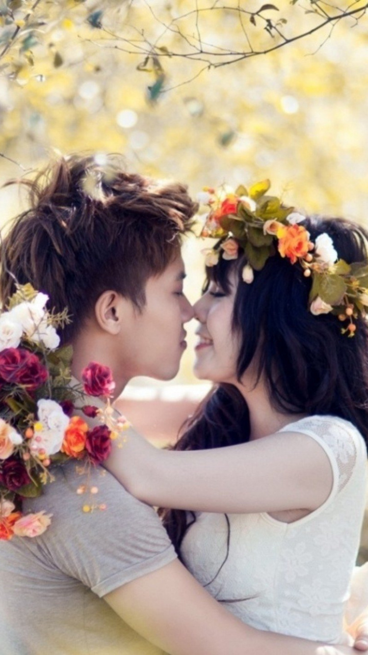 Romance, People in Nature, Flower Arranging, Spring, Beauty. Wallpaper in 750x1334 Resolution