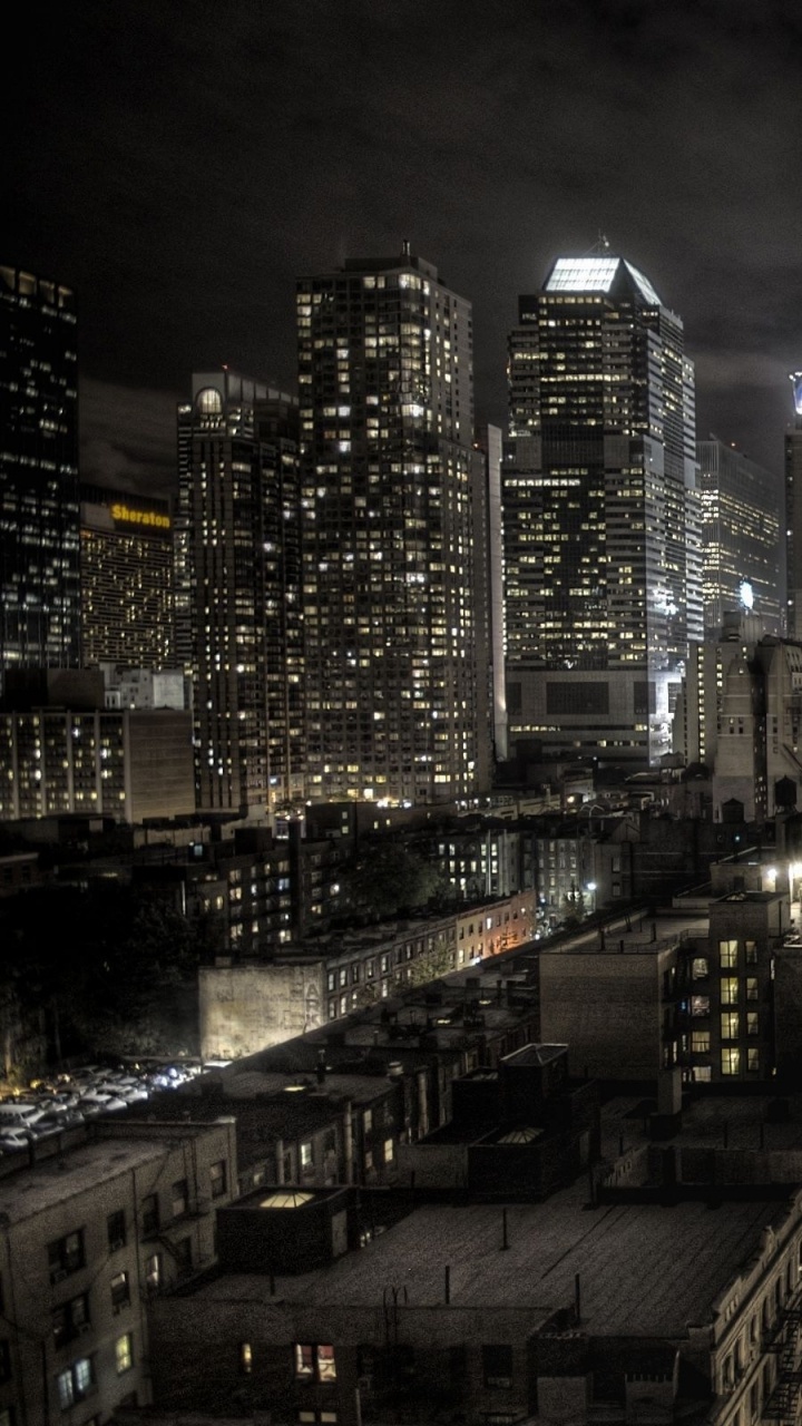 Bâtiments de la Ville Pendant la Nuit. Wallpaper in 720x1280 Resolution