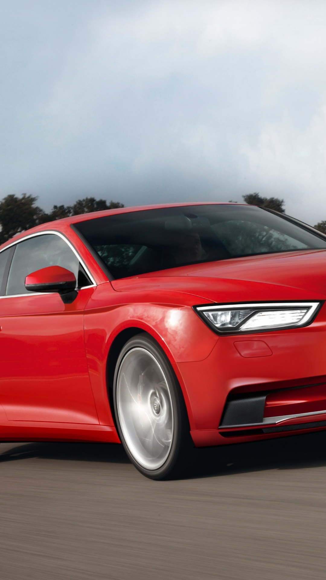 Audi Coupe Rojo en la Carretera. Wallpaper in 1080x1920 Resolution