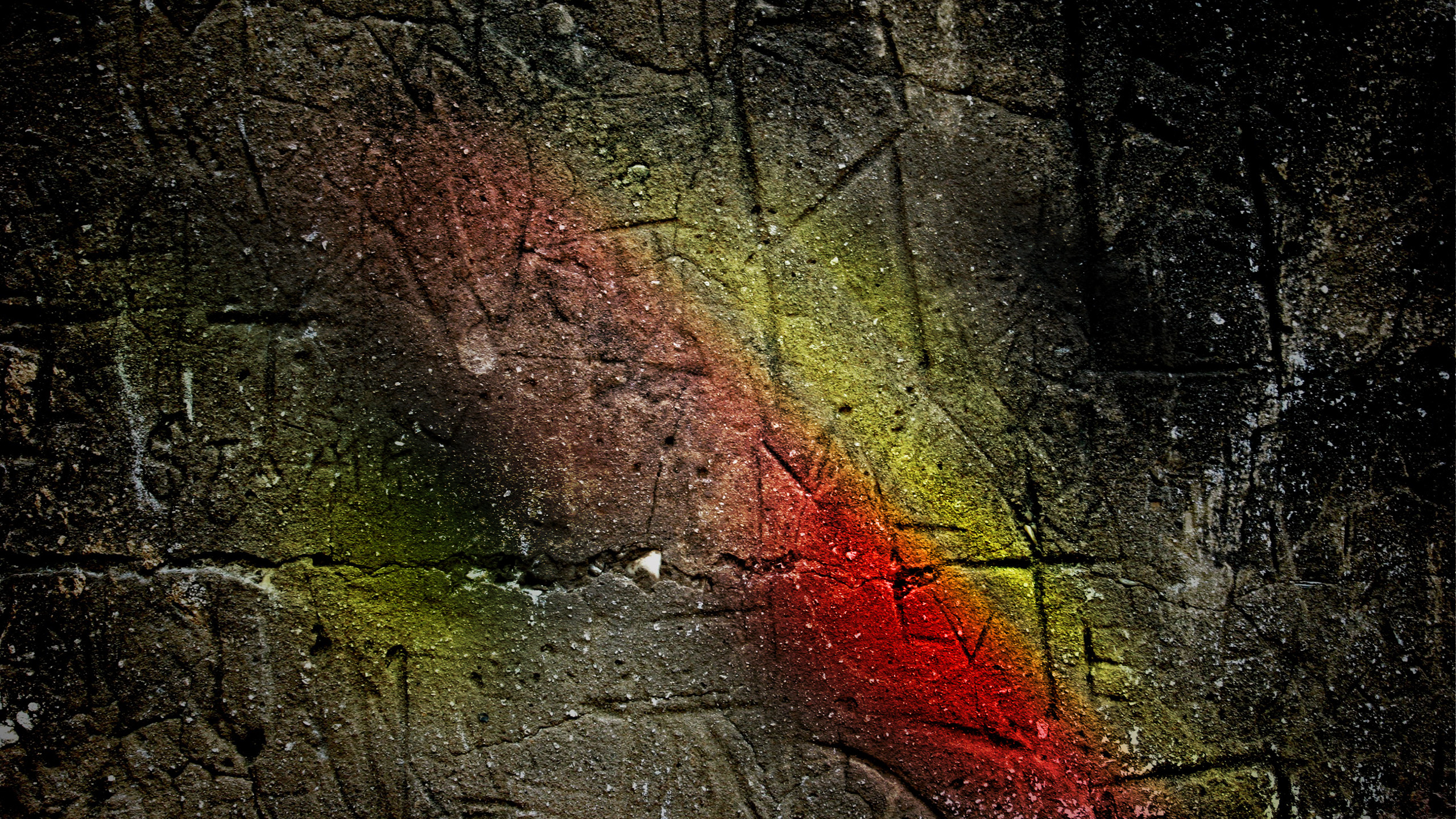 Rote Gelbe Und Grüne Abstrakte Malerei. Wallpaper in 2560x1440 Resolution