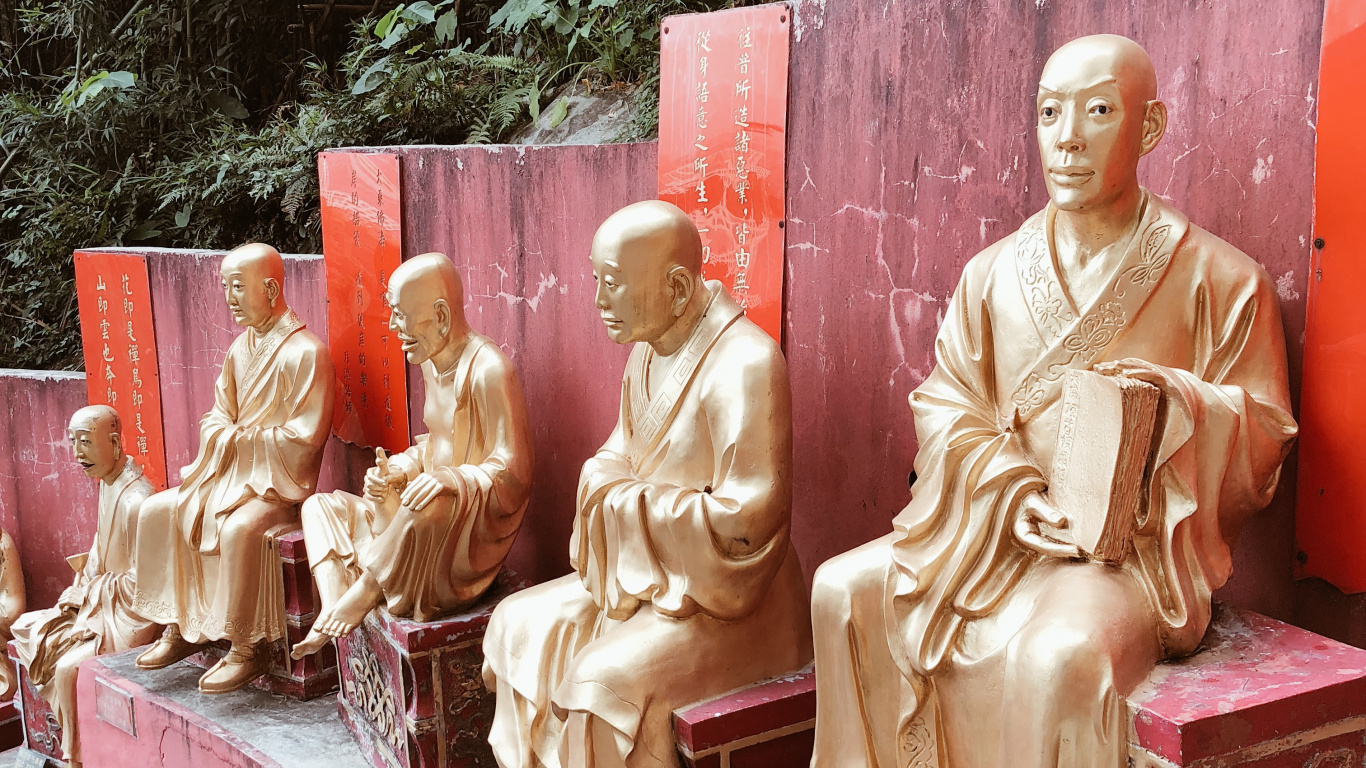 Statue, Stone Carving, Gautama Buddha, Sculpture, Sitting. Wallpaper in 1366x768 Resolution