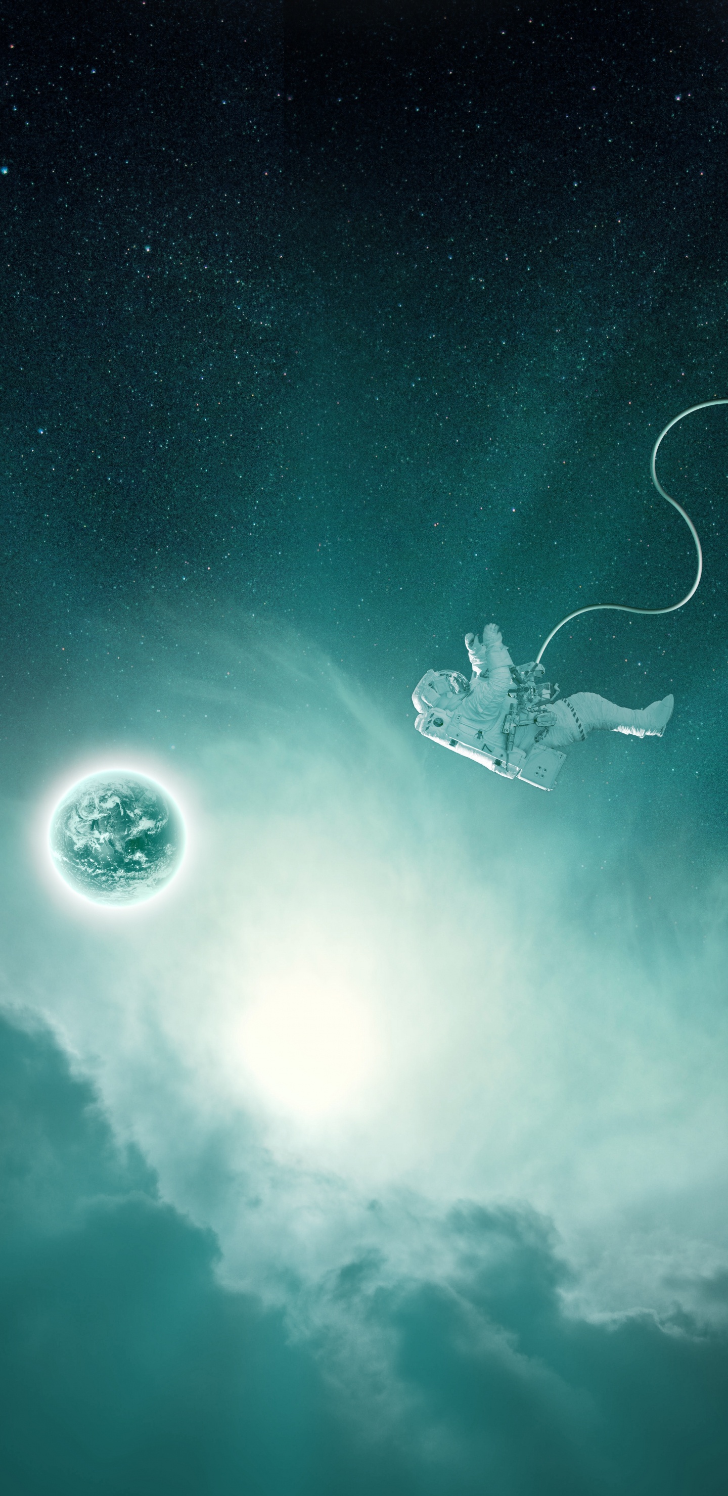 Lune et Étoiles Blanches et Bleues. Wallpaper in 1440x2960 Resolution