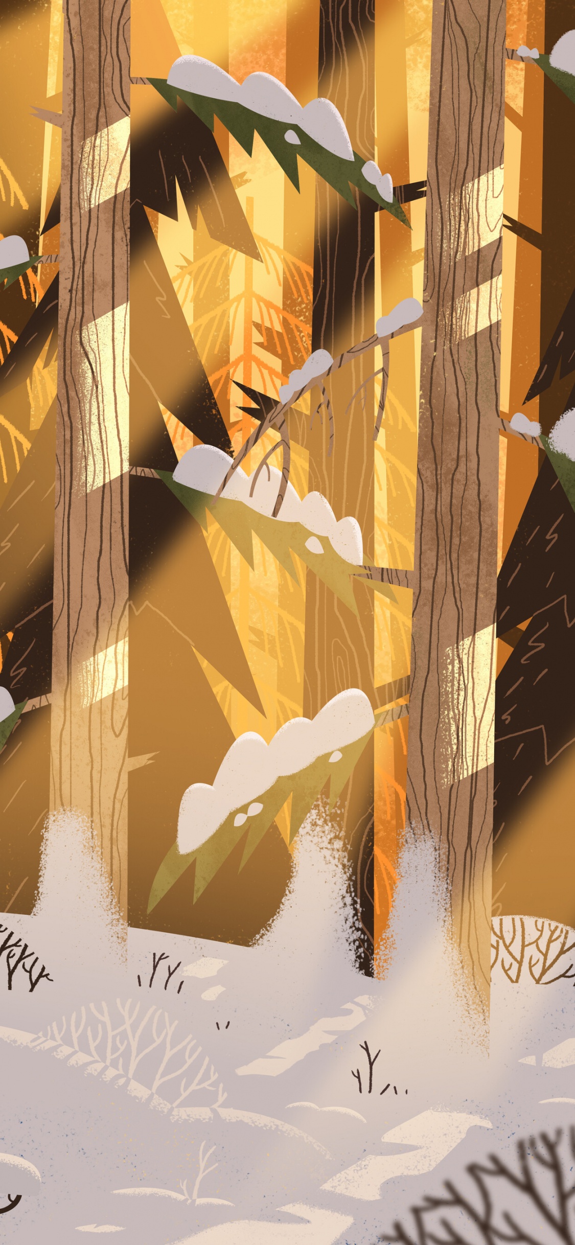 Pintura de Plantas Marrones y Verdes. Wallpaper in 1125x2436 Resolution