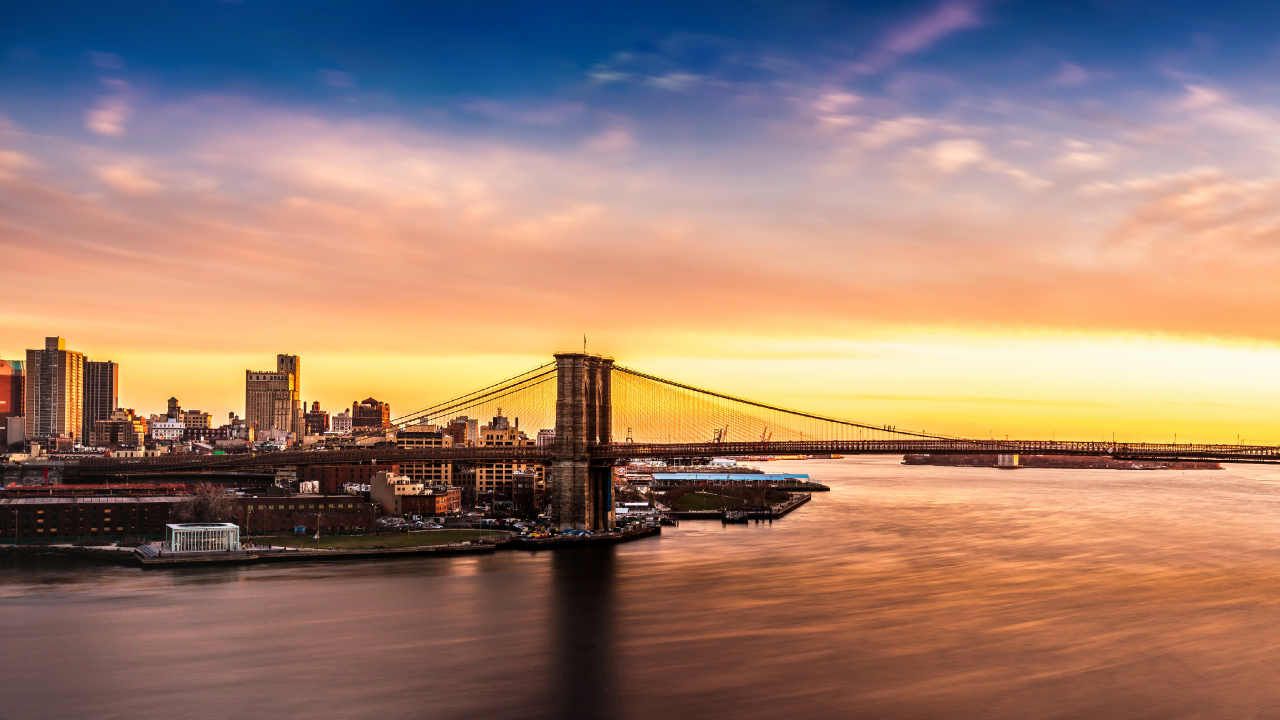 Bridge Over Water During Sunset. Wallpaper in 1280x720 Resolution