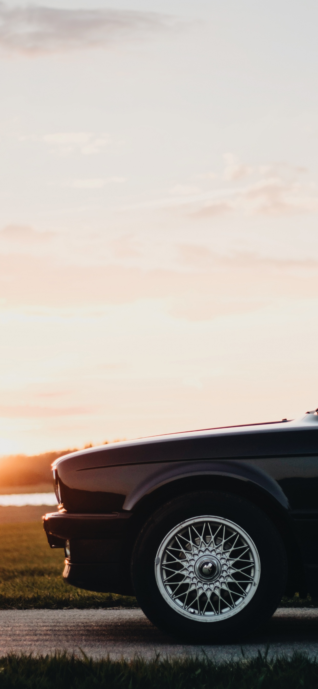 Schwarzes Auto Auf Braunem Feld Tagsüber. Wallpaper in 1242x2688 Resolution