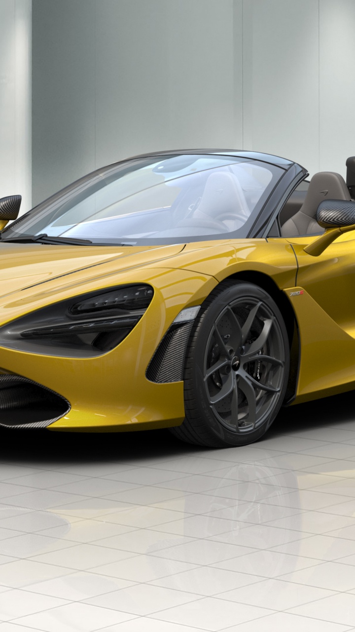 Ferrari 458 Italia Amarillo Sobre Suelo Blanco. Wallpaper in 720x1280 Resolution