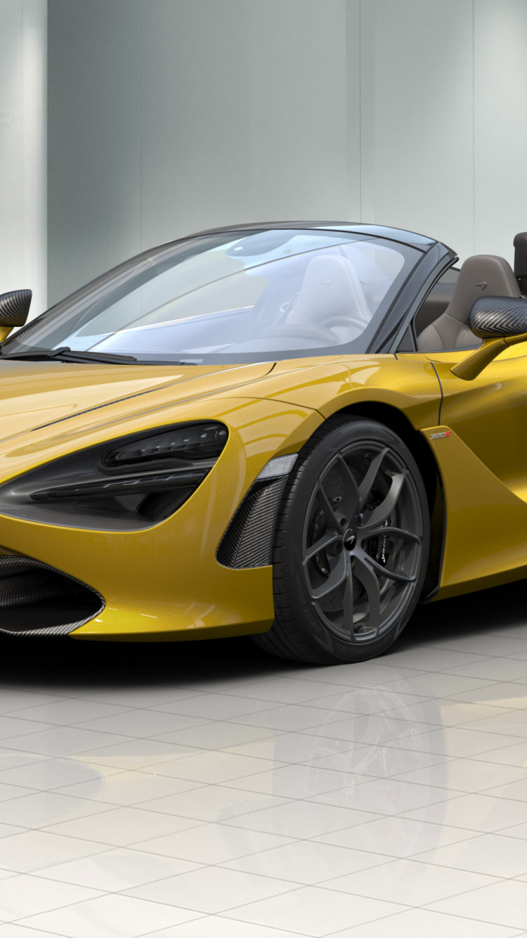 Ferrari 458 Italia Jaune Sur Sol Blanc. Wallpaper in 750x1334 Resolution