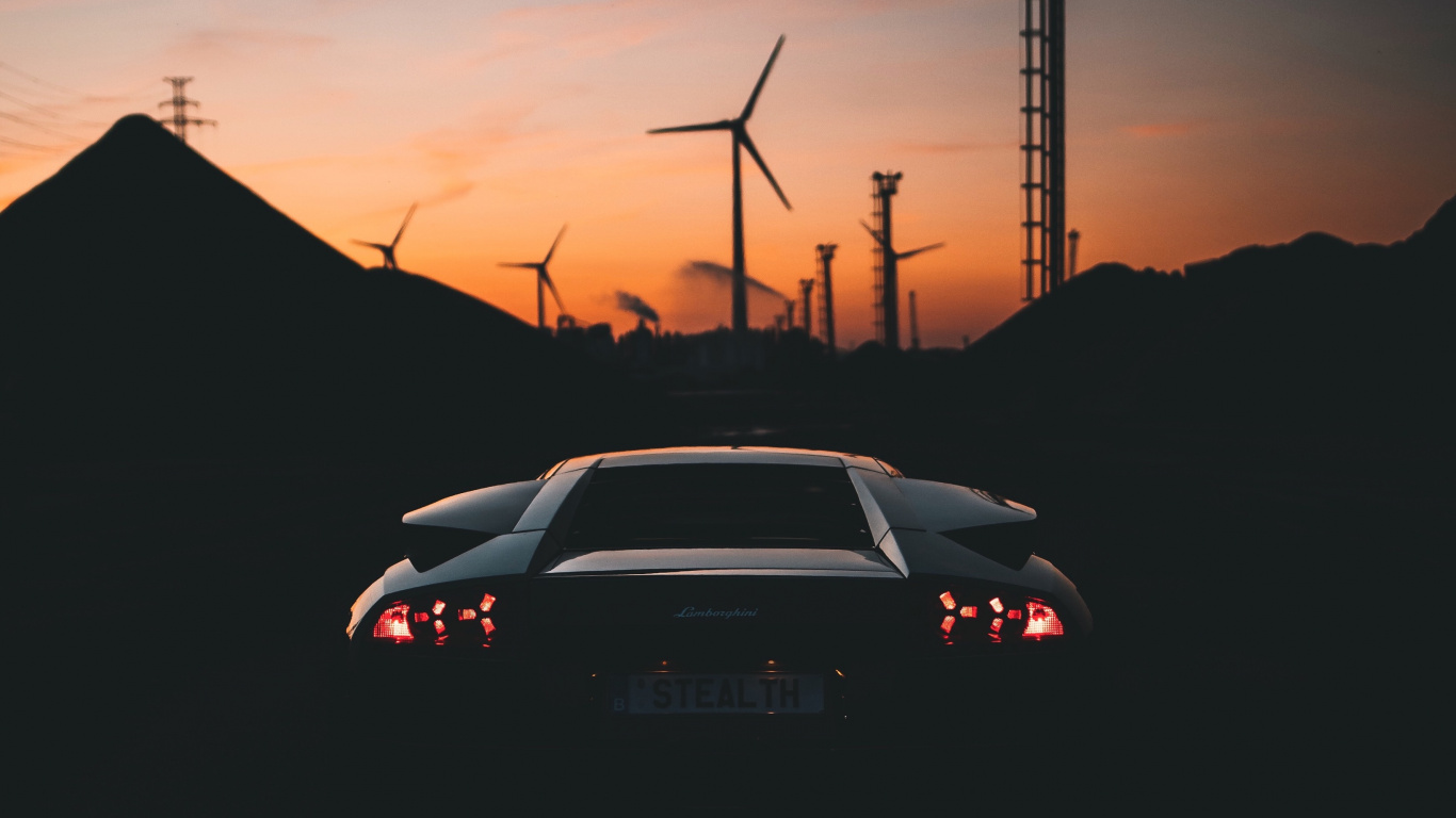 White Sedan on Road During Sunset. Wallpaper in 1366x768 Resolution