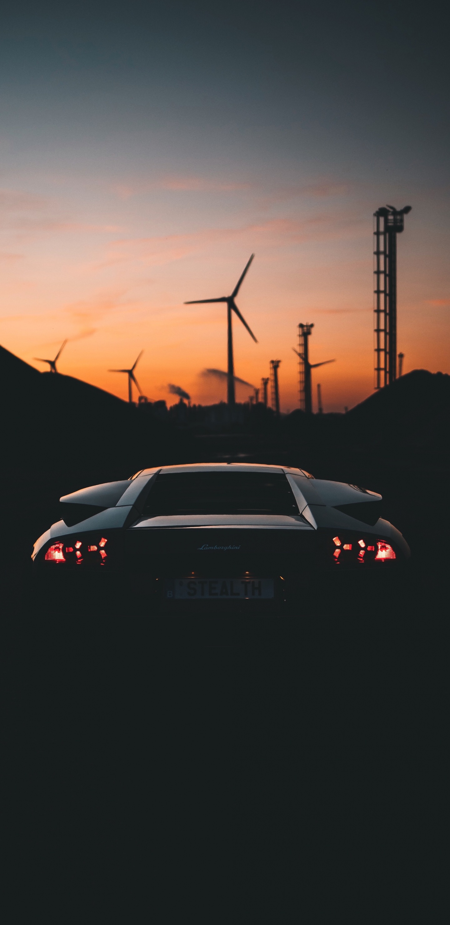 White Sedan on Road During Sunset. Wallpaper in 1440x2960 Resolution