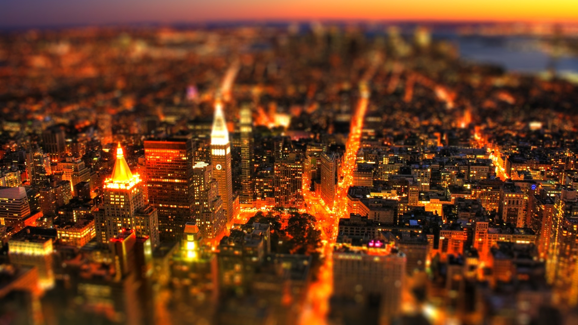 Stadt Mit Hochhäusern Während Der Nacht. Wallpaper in 1920x1080 Resolution