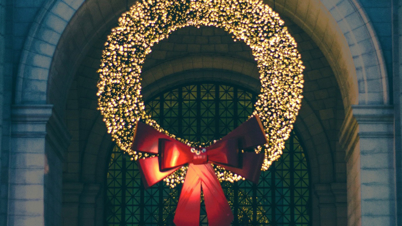 Weihnachtsbeleuchtung, Weihnachtsdekoration, Weihnachtsbaum, Kranz, Neujahr. Wallpaper in 1280x720 Resolution