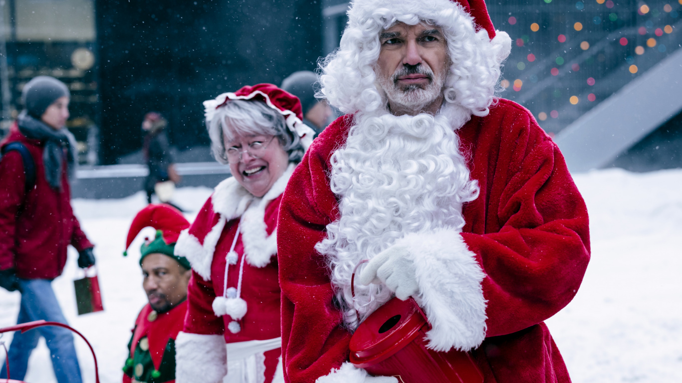 Santa Claus With Children in Red Robe. Wallpaper in 1366x768 Resolution