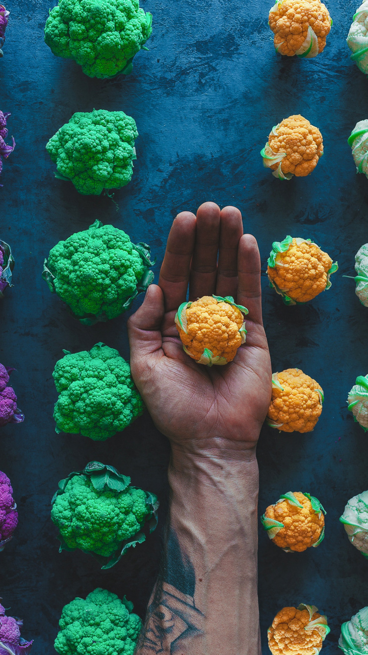 Personne Tenant Des Fleurs Vertes et Violettes. Wallpaper in 750x1334 Resolution