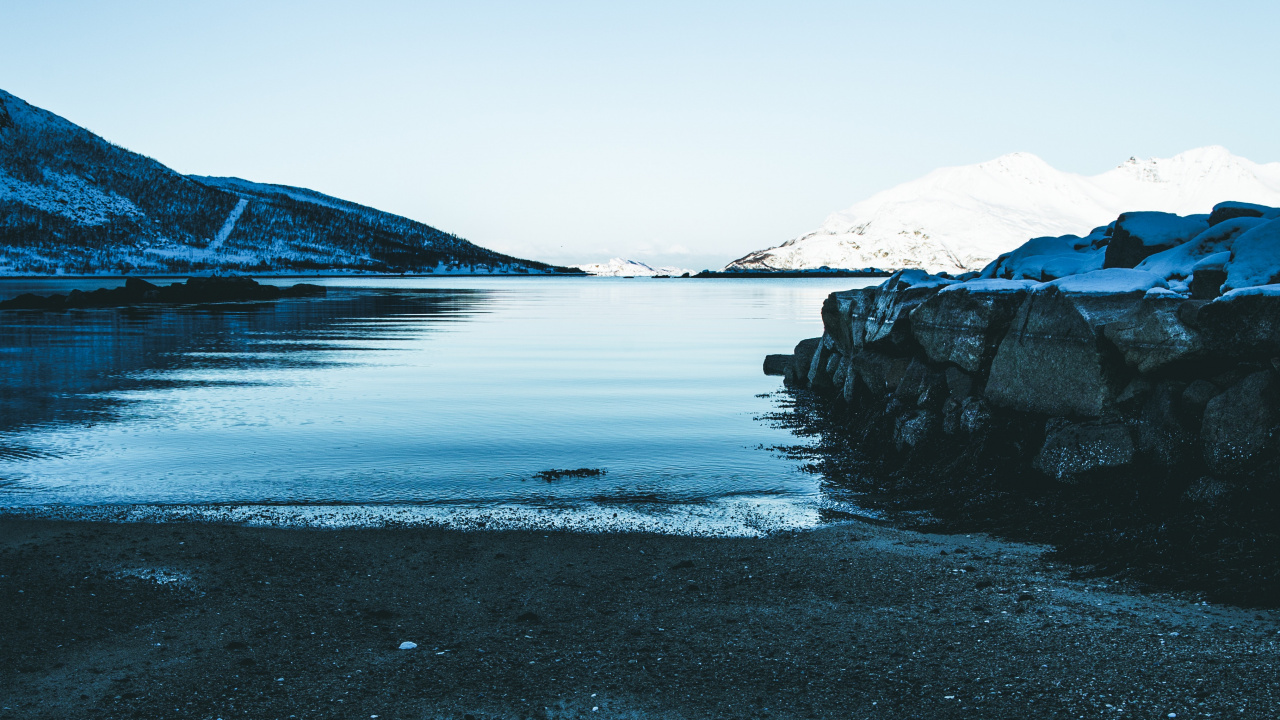 Mar, Montaña, Fiordo, Glaciar, Lago. Wallpaper in 1280x720 Resolution