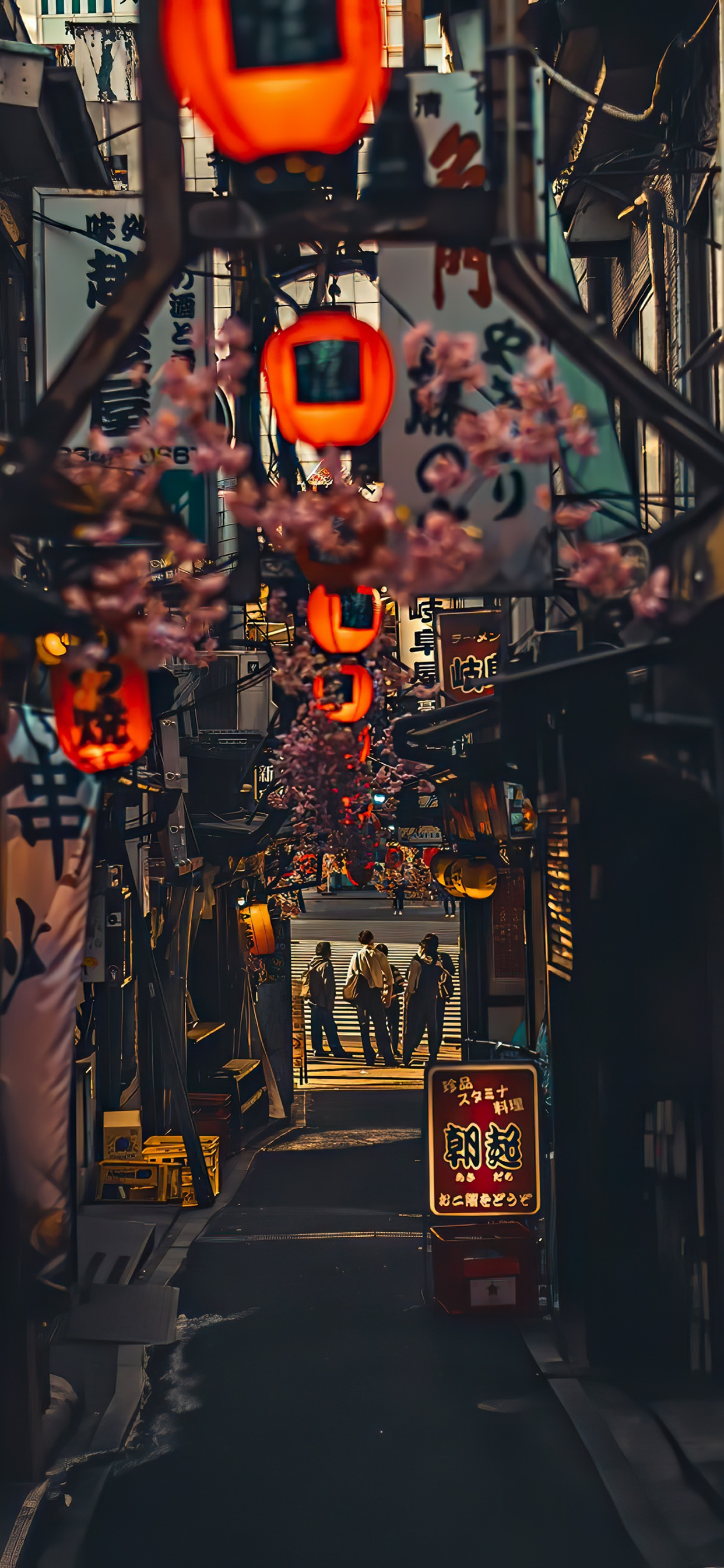 Alley, Lighting, Street, Orange, Electricity. Wallpaper in 1242x2688 Resolution