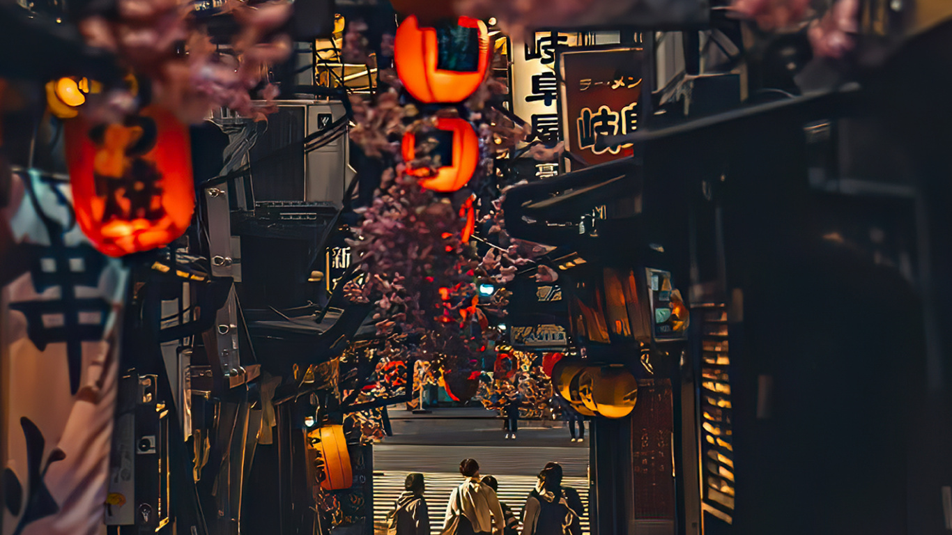 Ruelle, Éclairage, Rue, Orange, Électricité. Wallpaper in 1366x768 Resolution