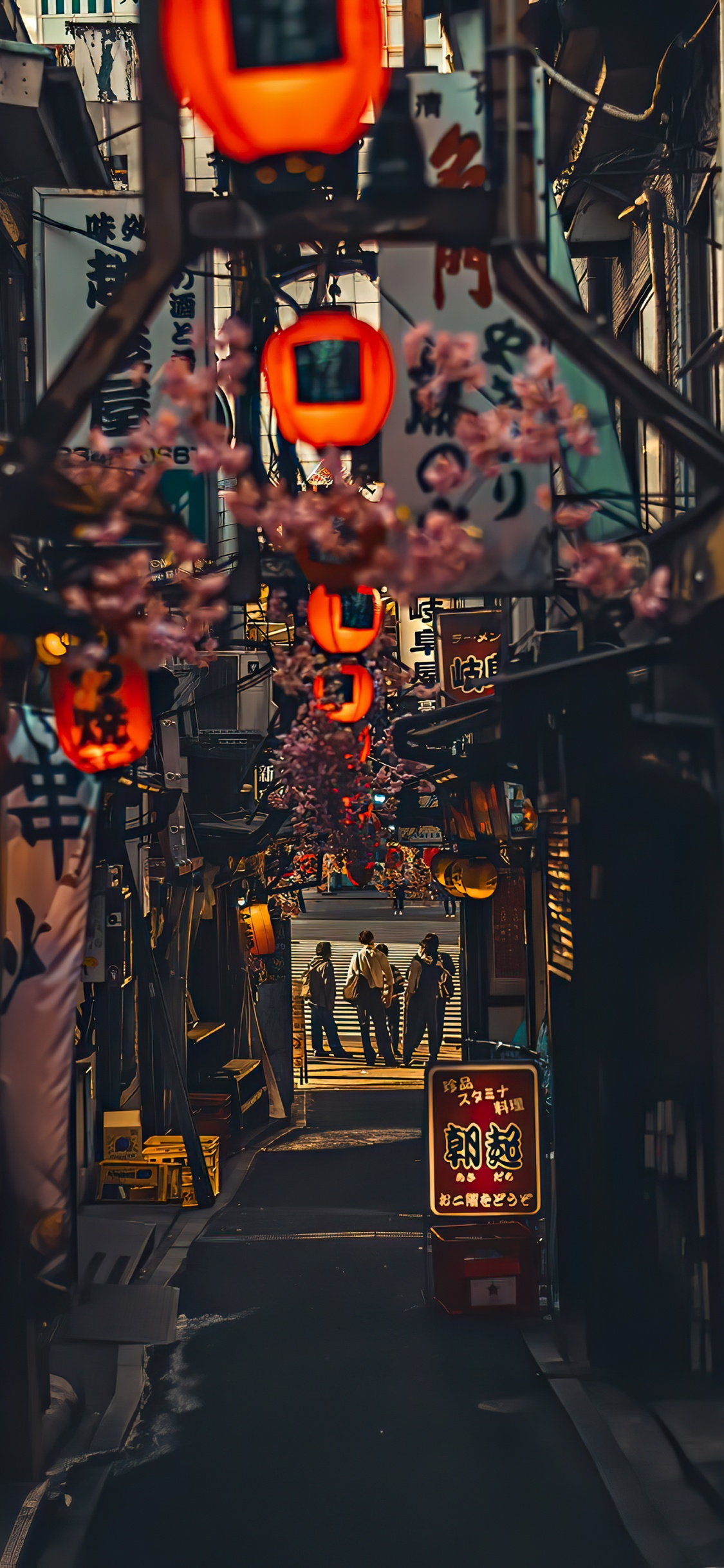 巷子里, 街, 橙色, 电力, 电子标牌 壁纸 1125x2436 允许